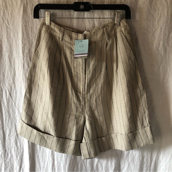 Mod Ref Pants - NWT MOD REF womens linen like walking shorts pinstripe detail size S
